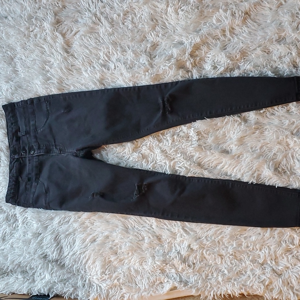 Black Refuge High Waisted Skinny Distressed Jeans